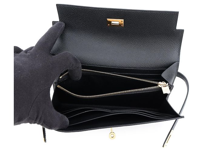 Hermès Portafoglio Hermes Kelly Long in pelle Epsom nera Nero - vista 5
