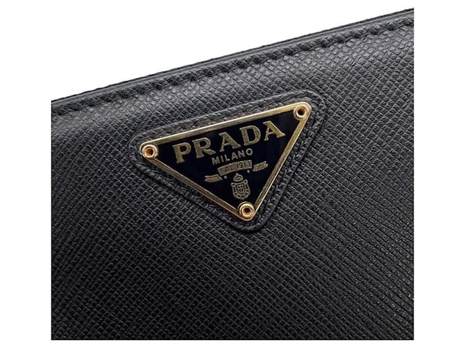 Prada Saffiano Triangle Langbörse Schwarz - Ansicht 10