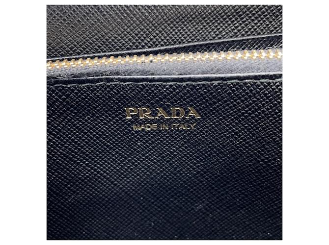Prada Saffiano Triangle Langbörse Schwarz - Ansicht 11