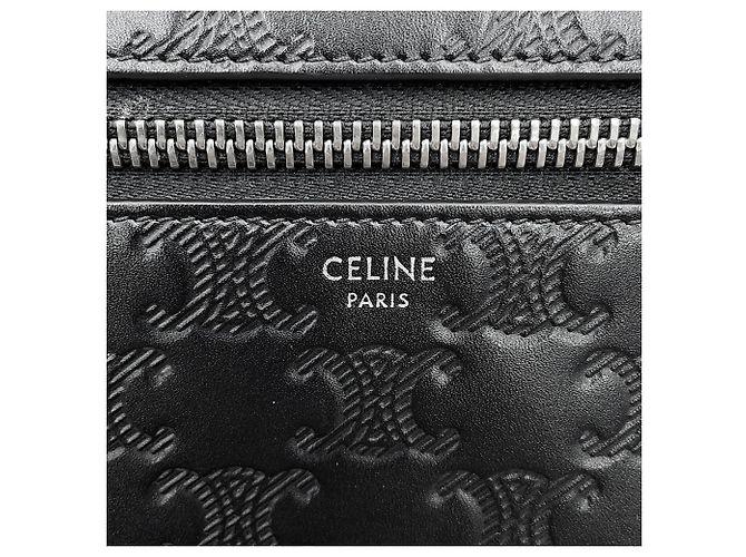 Céline Pochette Celine Triomphe en cuir de veau Noir - vue 13