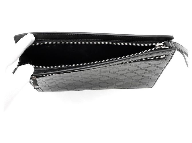 Céline Pochette Celine Triomphe en cuir de veau Noir - vue 5