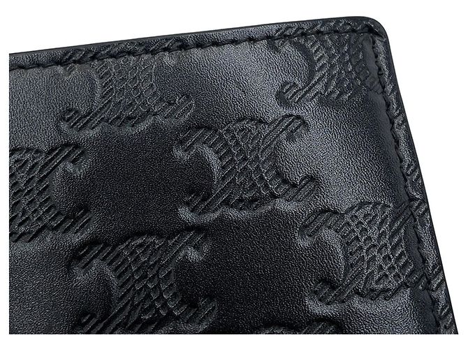 Céline Pochette Celine Triomphe en cuir de veau Noir - vue 6