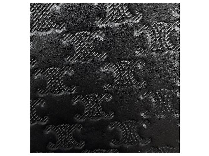 Céline Pochette Celine Triomphe en cuir de veau Noir - vue 7