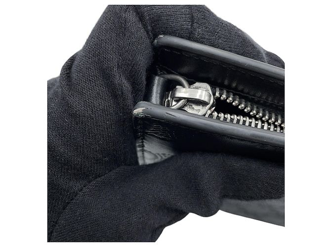 Céline Pochette Celine Triomphe en cuir de veau Noir - vue 9