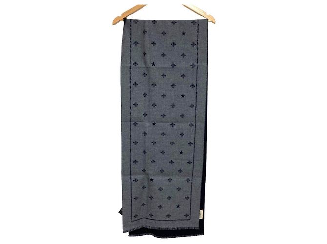 Sciarpa reversibile in lana GUCCI Bee x Star Marrone Blu navy - vista 2