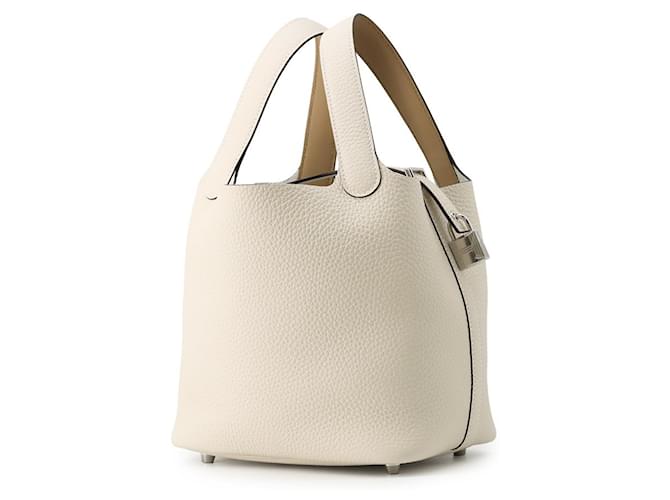 Hermès Borsa Hermes Picotin Lock PM Eclat Nata Poussière Marrone Beige Crudo - vista 2