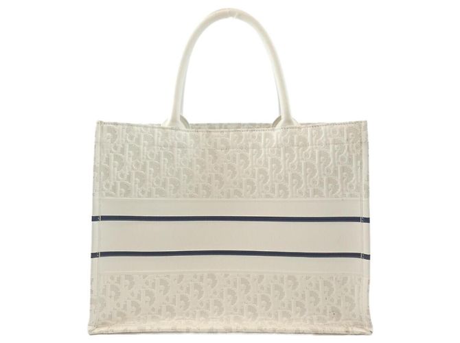 Borsa Christian Dior Book Tote Medium Bianco Blu navy - vista 2