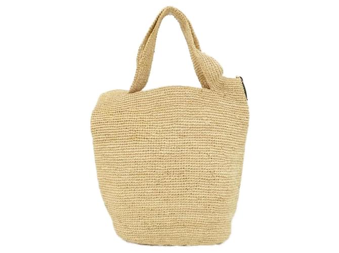 Borsa Loewe in rafia e pelle beige - vista 2