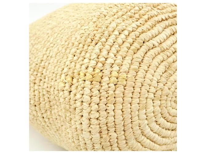 Borsa Loewe in rafia e pelle beige - vista 3