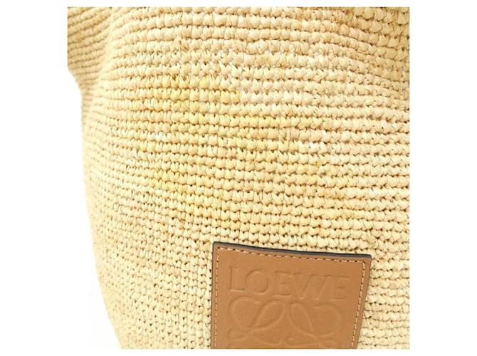 Borsa Loewe in rafia e pelle beige - vista 4