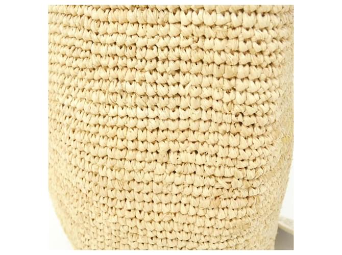 Borsa Loewe in rafia e pelle beige - vista 5