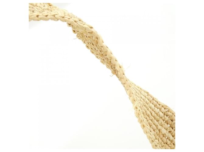 Borsa Loewe in rafia e pelle beige - vista 7
