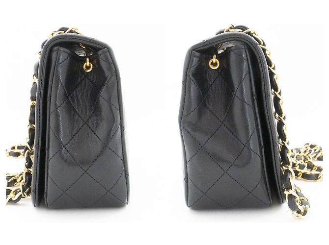 Chanel Vintage Full Flap Quilted Lambskin Small Nero - vista 3