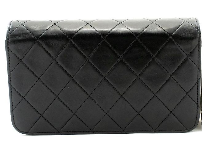 Chanel Vintage Mini aus gestepptem Lammleder mit voller Klappe Schwarz - Ansicht 2