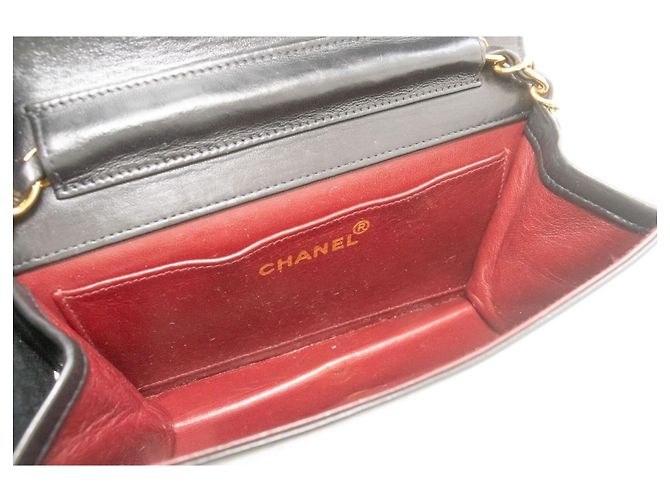 Chanel Vintage Mini aus gestepptem Lammleder mit voller Klappe Schwarz - Ansicht 4