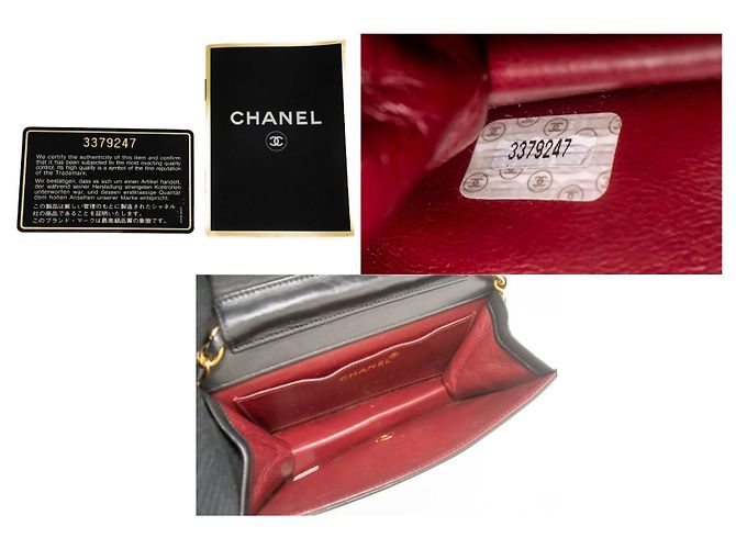 Chanel Vintage Mini aus gestepptem Lammleder mit voller Klappe Schwarz - Ansicht 7