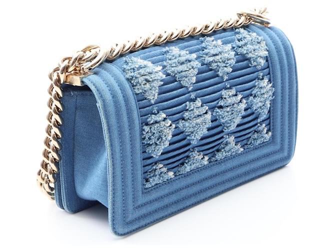 Borsa a tracolla Chanel Boy Small in denim Blu - vista 2