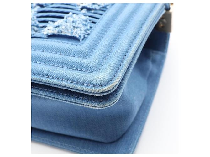 Borsa a tracolla Chanel Boy Small in denim Blu - vista 8