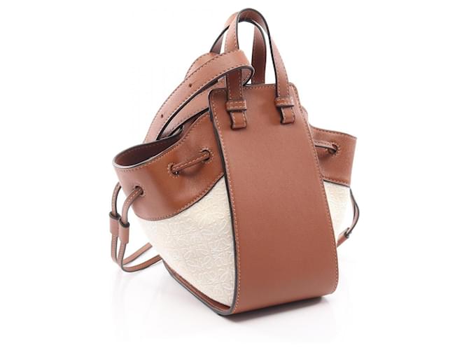Borsa LOEWE Hammock Drawstring Mini Anagram Jacquard Marrone Crudo - vista 2