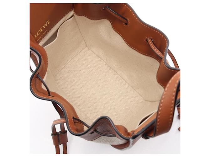 Borsa LOEWE Hammock Drawstring Mini Anagram Jacquard Marrone Crudo - vista 3