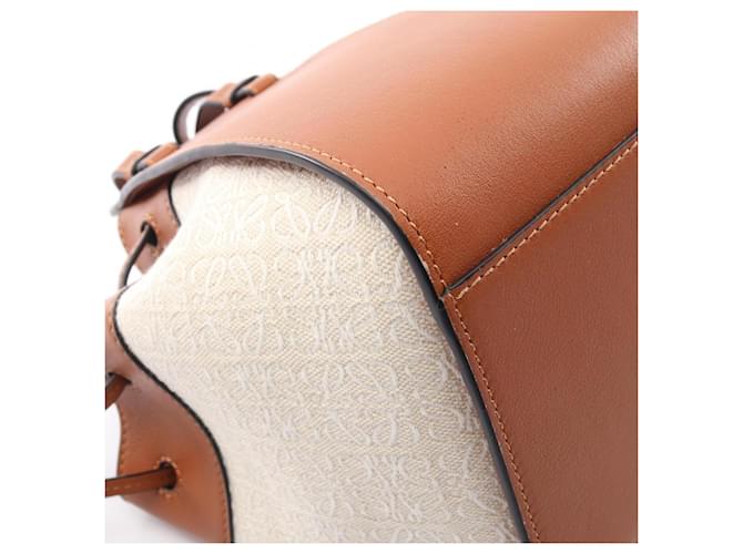 Borsa LOEWE Hammock Drawstring Mini Anagram Jacquard Marrone Crudo - vista 6