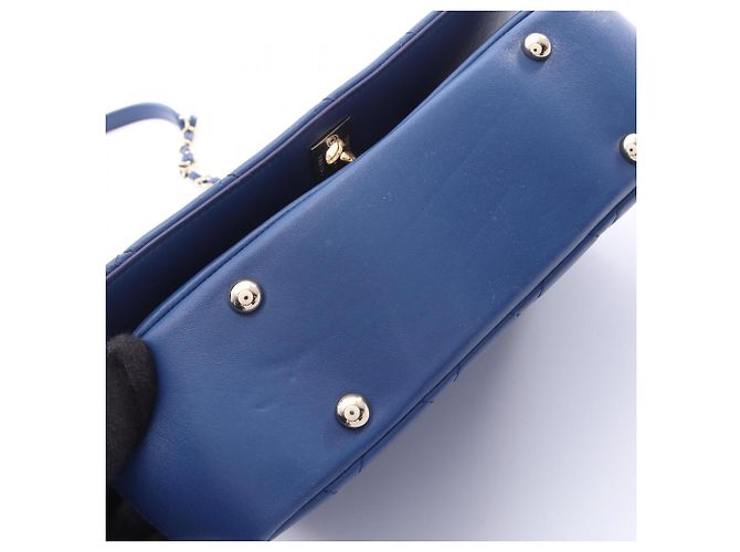 Borsa Chanel Matelassé in pelle d'agnello blu - vista 10