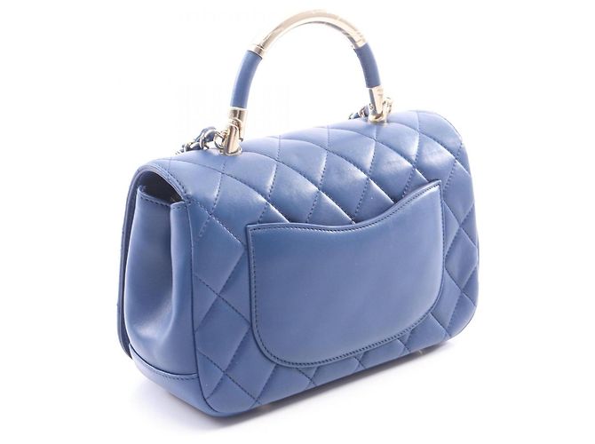 Borsa Chanel Matelassé in pelle d'agnello blu - vista 2
