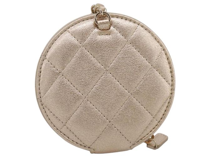 Chanel Pearl Crown CC Multi Pouches Wristlet aus gestepptem Lammleder Golden - Ansicht 3