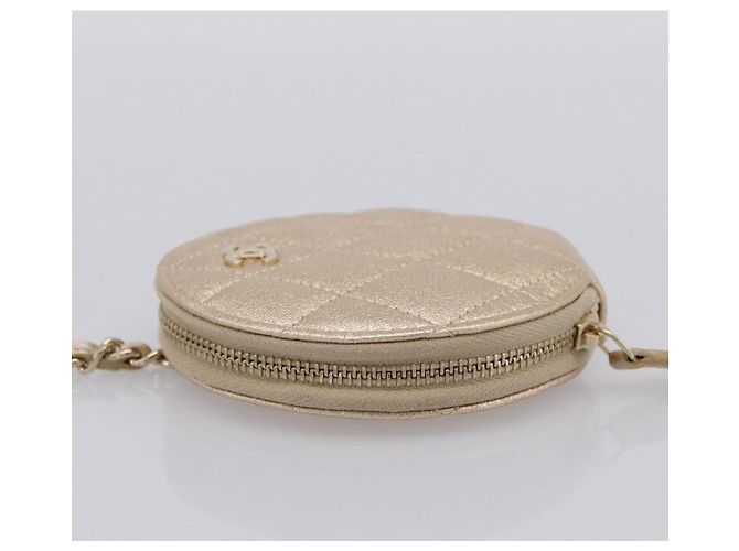 Chanel Pearl Crown CC Multi Pouches Wristlet aus gestepptem Lammleder Golden - Ansicht 4