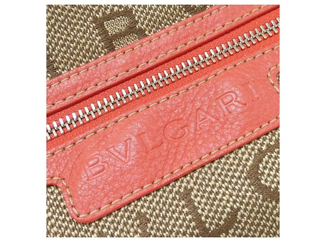 Bulgari Borsa Bvlgari in tela beige e arancione - vista 6