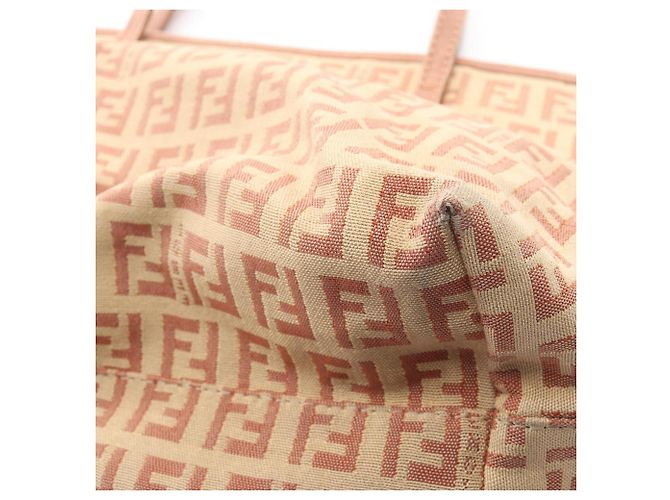 Fendi Zucchino Tote Bag Pink Beige - Ansicht 13