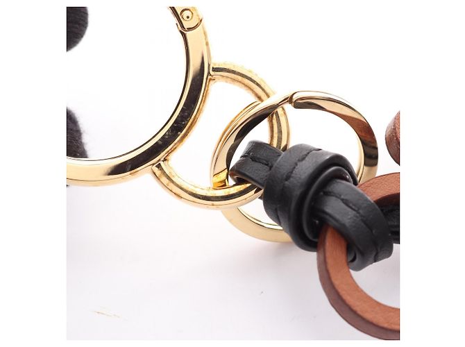 Breloque Anagram Loewe en cuir marron noir - vue 4