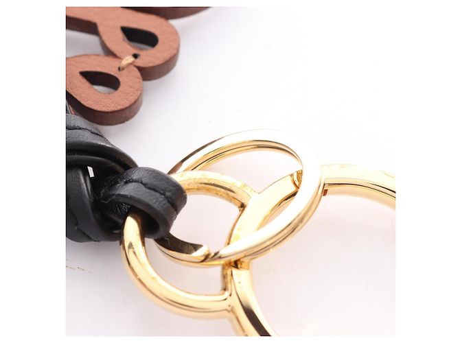 Breloque Anagram Loewe en cuir marron noir - vue 6