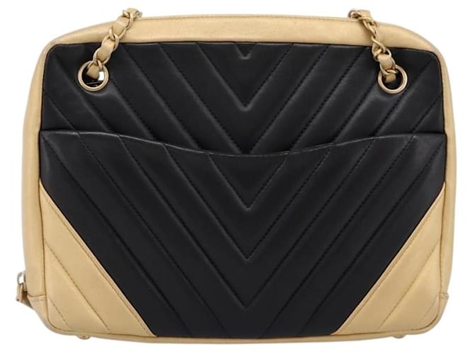 Chanel Camera Chevron Lambskin Medium Beige - vista 2