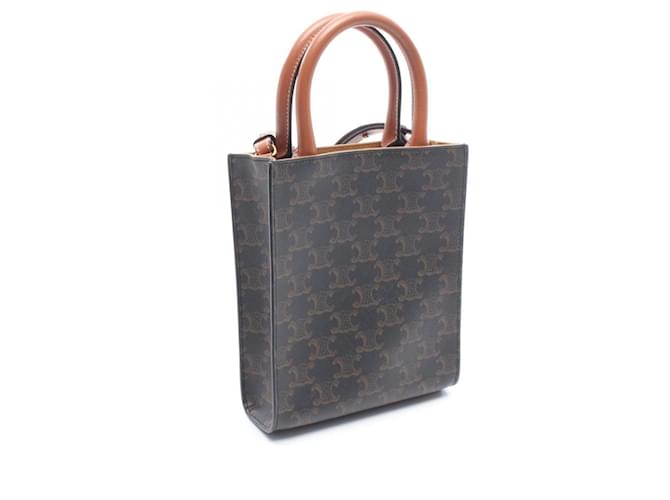 Céline Borsa Tote Cabas Triomphe Vertical Small Celine Marrone Nero - vista 2