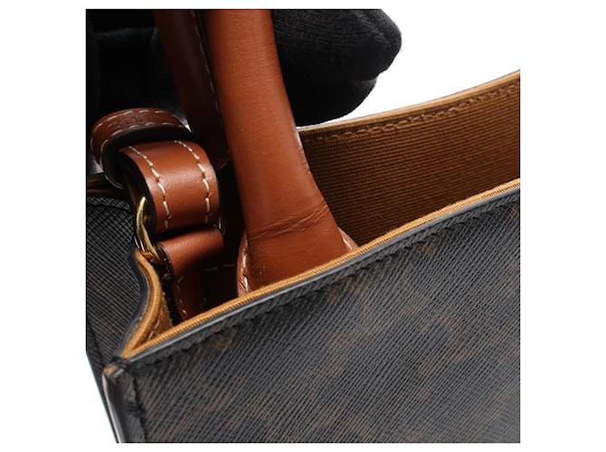 Céline Borsa Tote Cabas Triomphe Vertical Small Celine Marrone Nero - vista 6