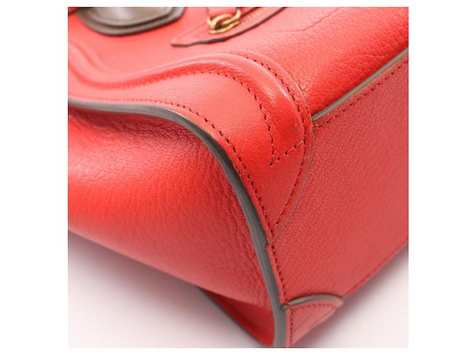 Céline Borsa a mano Celine Luggage Nano Shopper Rosso Cachi - vista 10