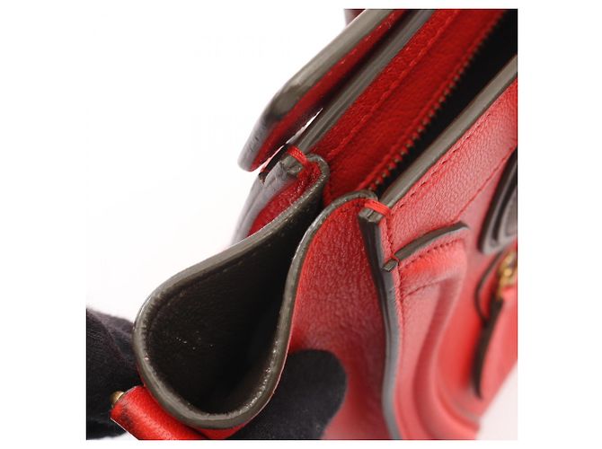 Céline Borsa a mano Celine Luggage Nano Shopper Rosso Cachi - vista 11