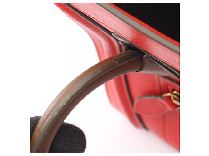 Céline Borsa a mano Celine Luggage Nano Shopper Rosso Cachi - vista 12