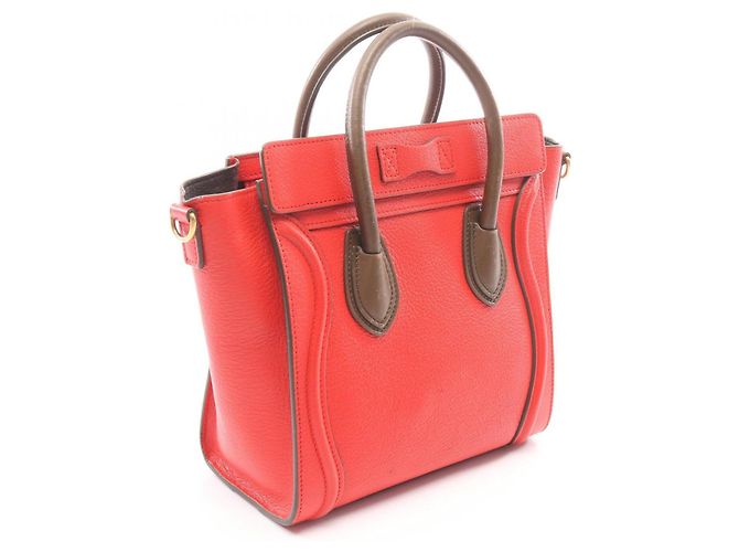 Céline Borsa a mano Celine Luggage Nano Shopper Rosso Cachi - vista 2