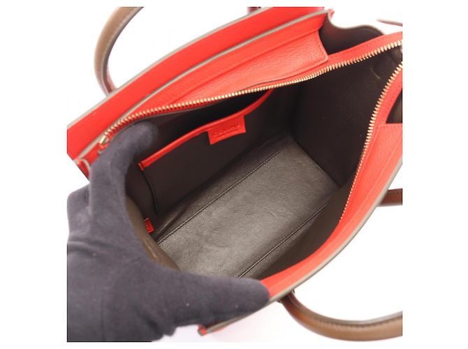 Céline Borsa a mano Celine Luggage Nano Shopper Rosso Cachi - vista 3