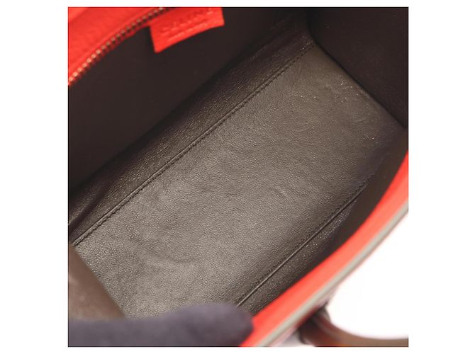 Céline Borsa a mano Celine Luggage Nano Shopper Rosso Cachi - vista 5