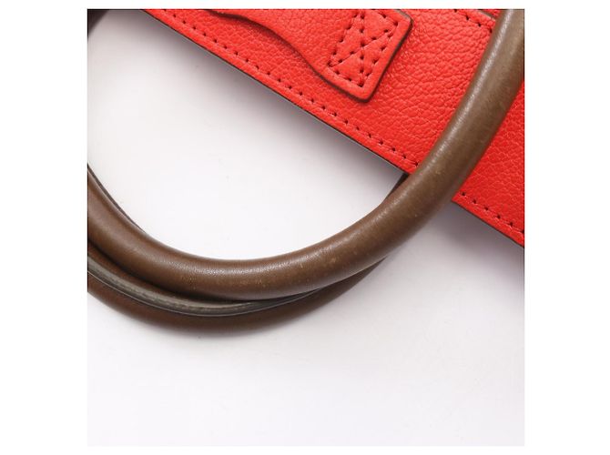 Céline Borsa a mano Celine Luggage Nano Shopper Rosso Cachi - vista 6