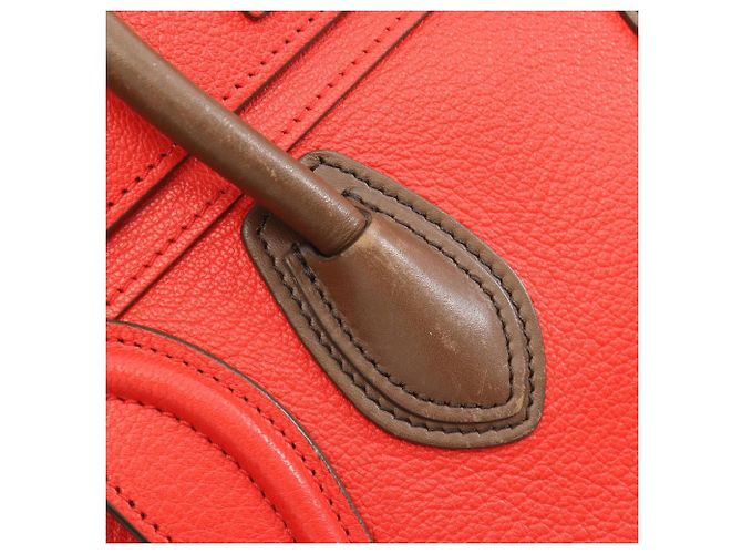 Céline Borsa a mano Celine Luggage Nano Shopper Rosso Cachi - vista 7