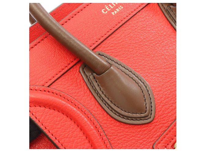 Céline Borsa a mano Celine Luggage Nano Shopper Rosso Cachi - vista 8