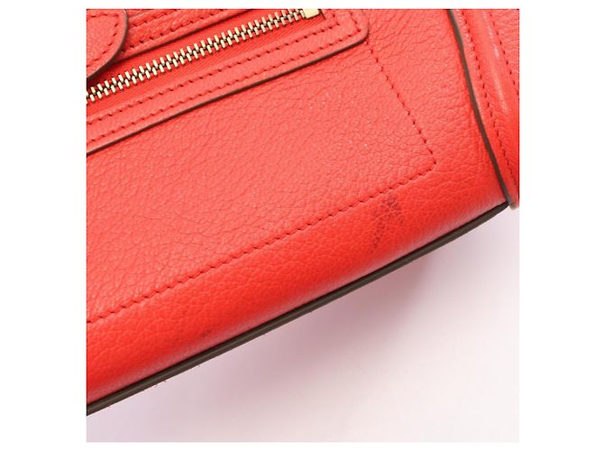 Céline Borsa a mano Celine Luggage Nano Shopper Rosso Cachi - vista 9