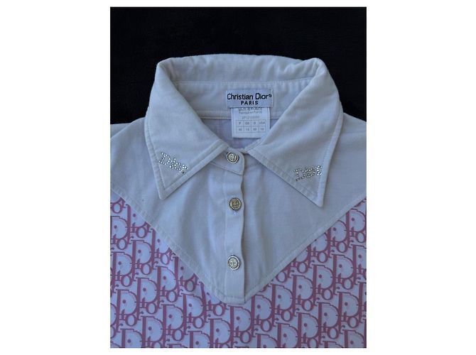 Polo Christian Dior Monogramma Oblique Rosa y Blanco - vista 2