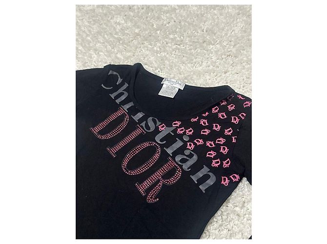 Camiseta Christian Dior de algodón negro con logo de strass - vista 2