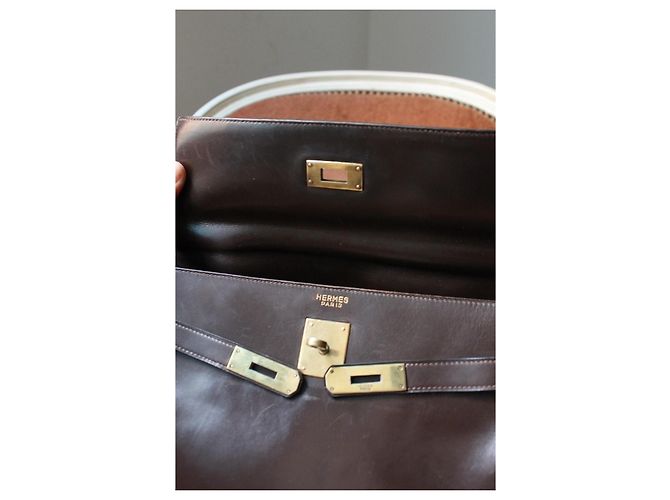borsa Hermès Kelly 32 in pelle marrone - vista 12