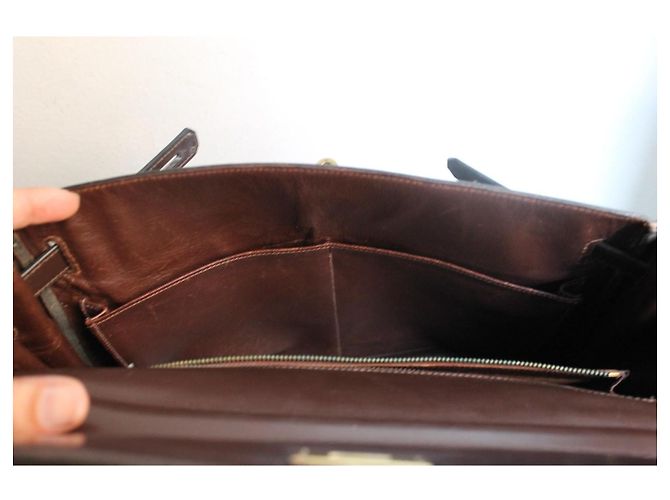 borsa Hermès Kelly 32 in pelle marrone - vista 16